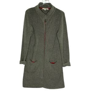 Boden 8 Gray Seed Stitch Coatigan Long Cardigan Snap Button Coastal Grandma